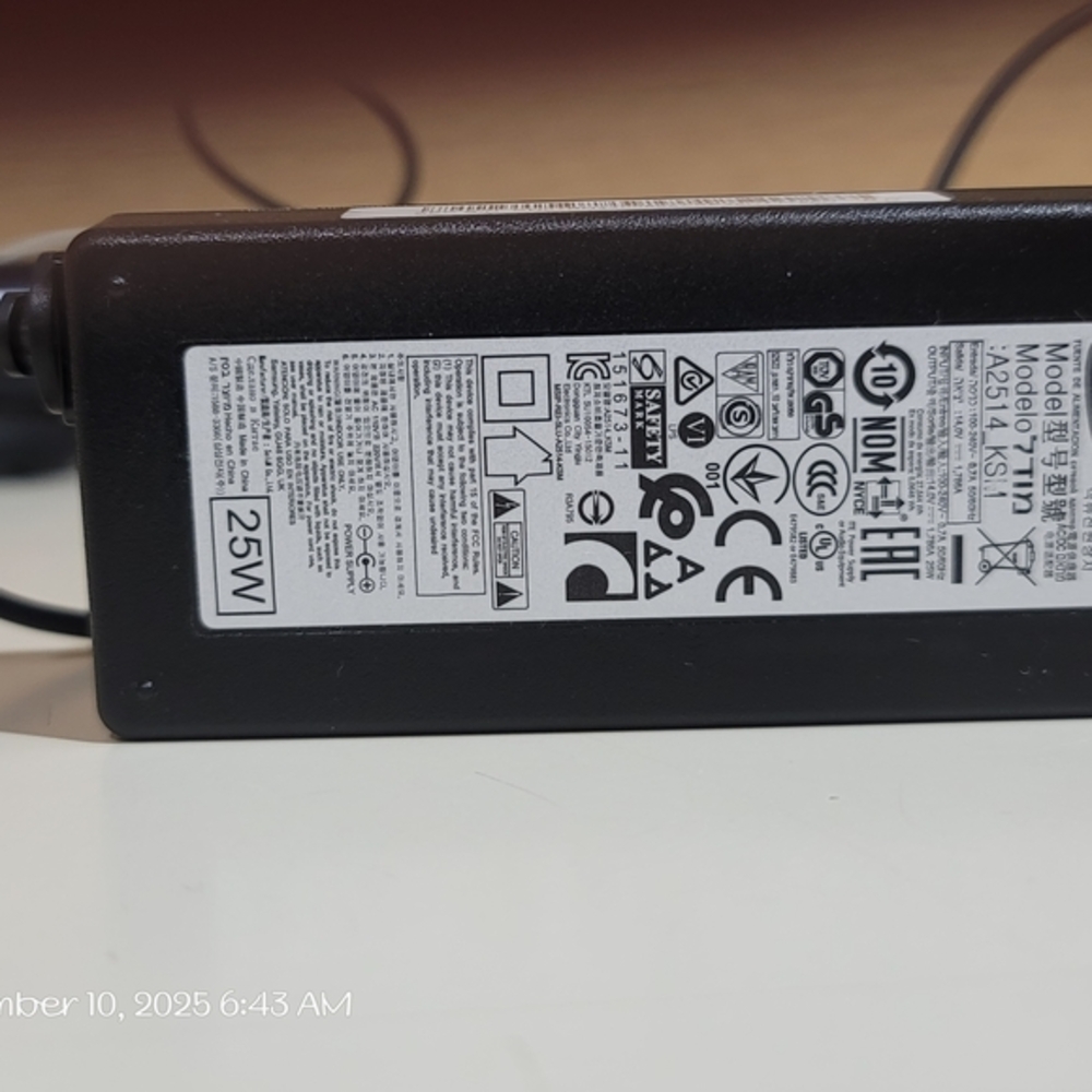 Original Samsung TV & Monitor 14V AC/ DC Power Adapter‎ Model A2514_KSM 6.5 mm